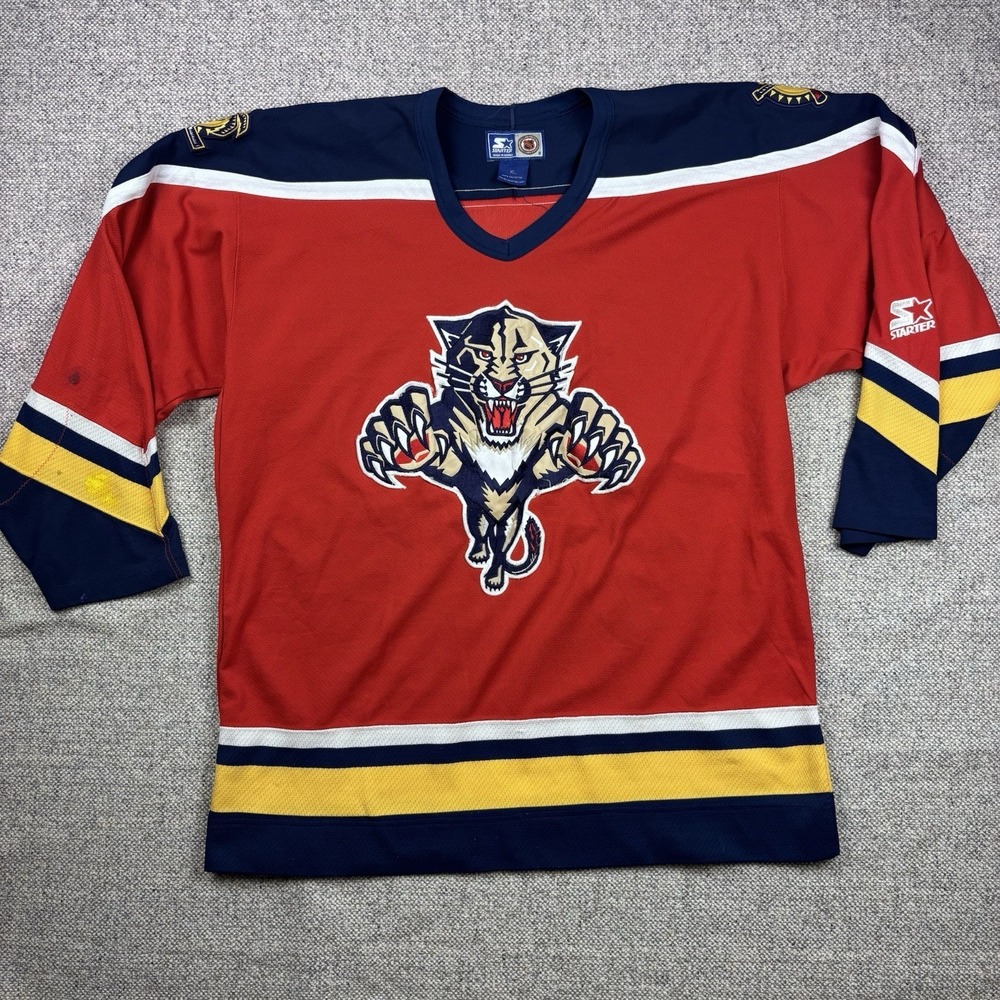 Florida Panthers Starter Jersey Mens XLRed Sewn Nhl 90s Vintage Vtg